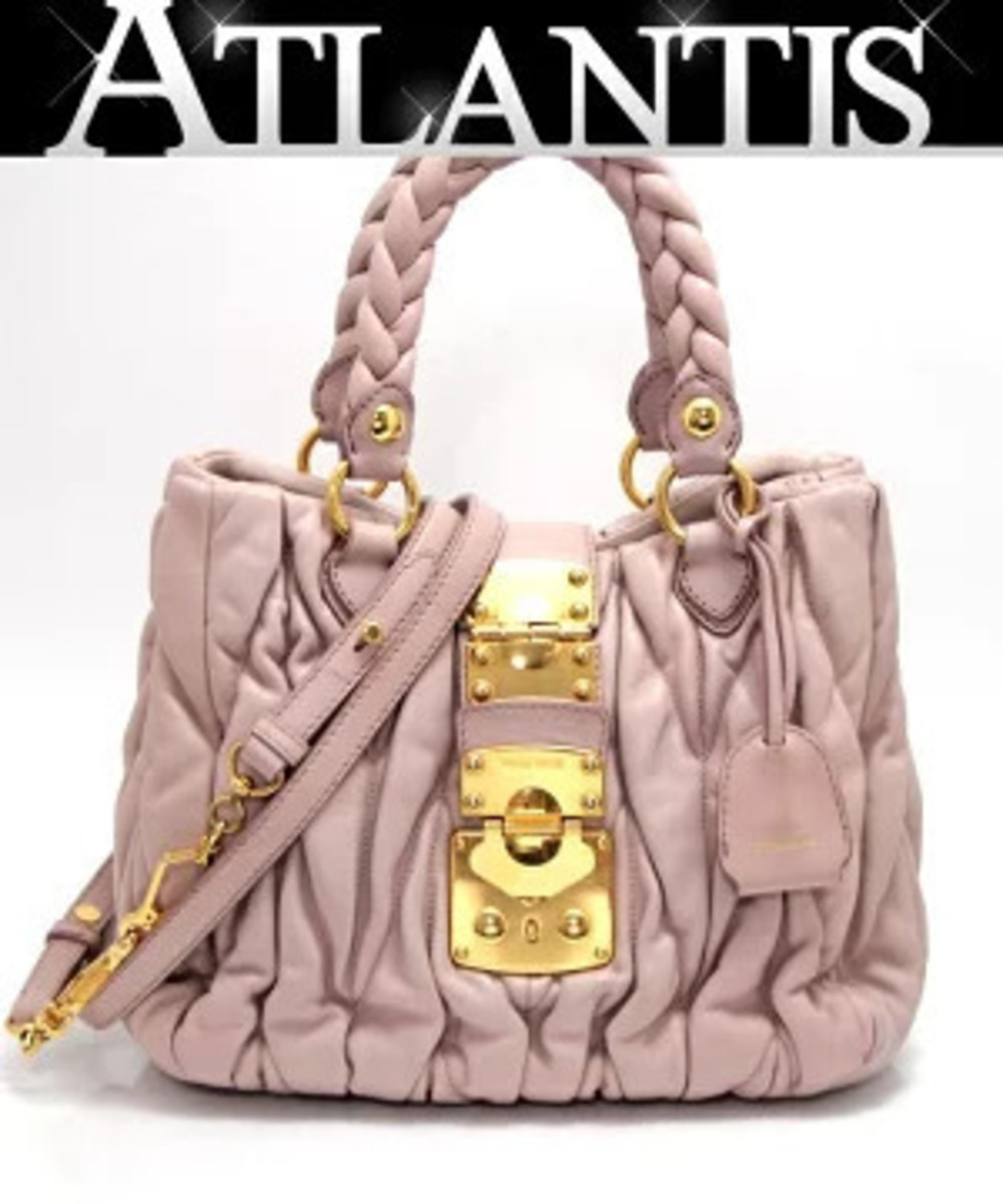 Miu Miu Matelasse Handbag Leather Pink
